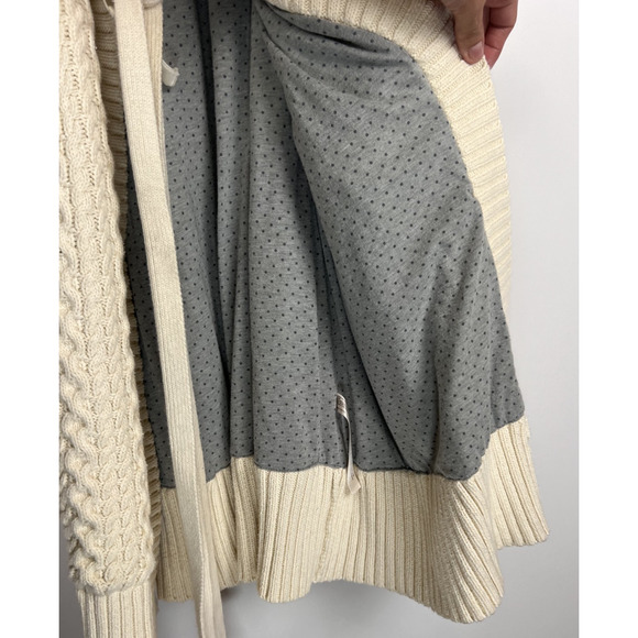 Anthropologie M/L Eloise Ivory Cable Knit Belted Cardigan Sweater Long Boho - Picture 9 of 9